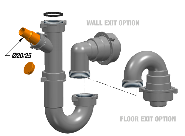 Lira Plumbing Kit For Waste Disposer Single Bowl Sink